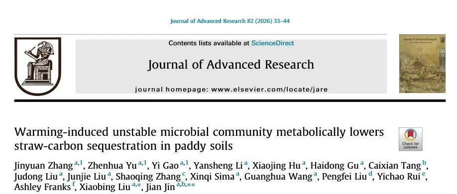 气候变暖对稻田微生物群落及秸秆碳固持的影响研究